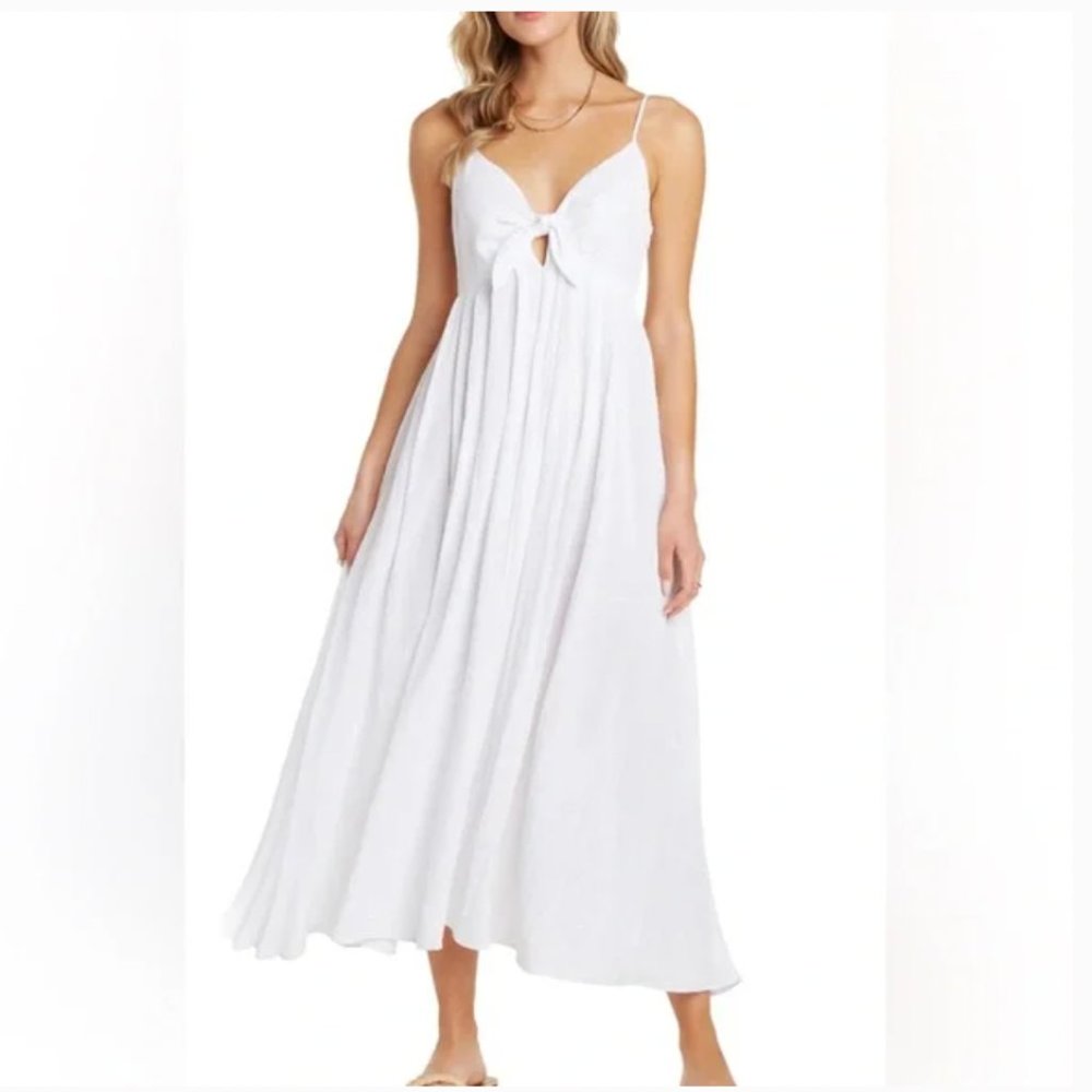 White Tie-Front Spaghetti Strap Maxi Dress - Women